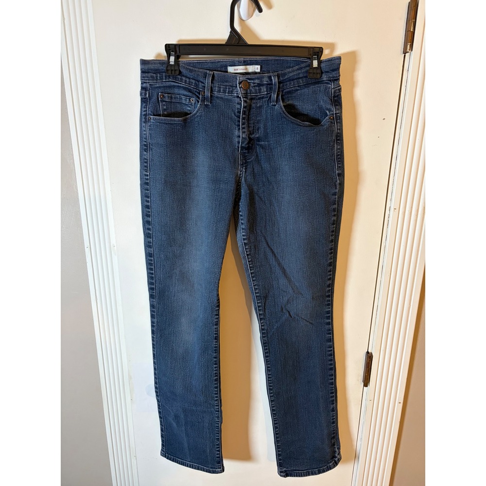Levis 505 Straight Leg Jeans Womens Size 8 Medium Wash Denim Blue Mid Rise
